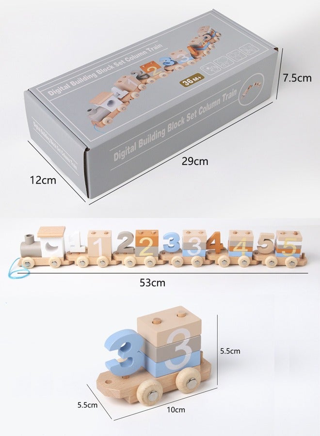 Natural Wooden Number Blocks Train Toys, 26 Pieces Early Learning Educational Toys for Toddlers, Number Cognitive Learning, Safe and Environmentally Friendly, Non-toxic and Drop Resistant, Suitable for Children over 1 Years of Age - Image 5