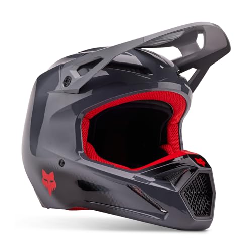 Fox Racing Unisex V1 Motocross Dirt Bike Helmet, Grey/Red, X-Small - Image 1