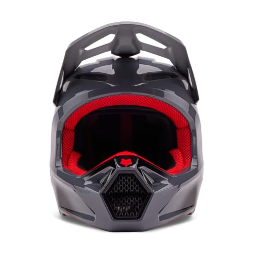 Fox Racing Unisex V1 Motocross Dirt Bike Helmet, Grey/Red, X-Small - Image 3