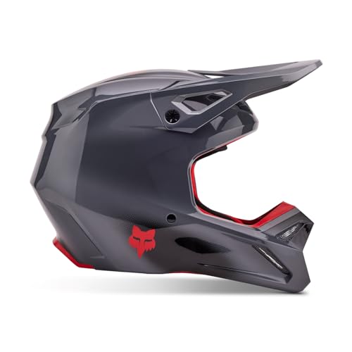Fox Racing Unisex V1 Motocross Dirt Bike Helmet, Grey/Red, X-Small - Image 2