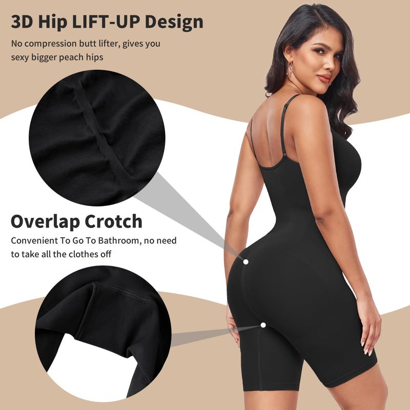 EUYZOU Shapewear Bodysuit for Women Tummy Control - Butt Lifting Fajas Full Body Shaper Seamless Thigh Slimmer Shorts - Black XS/S - Image 2
