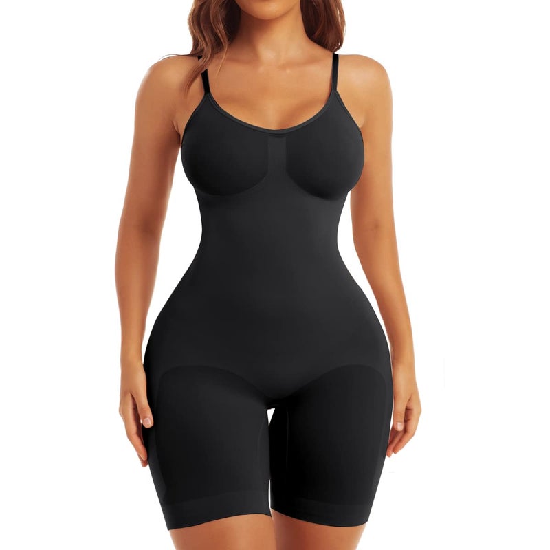 EUYZOU Shapewear Bodysuit for Women Tummy Control - Butt Lifting Fajas Full Body Shaper Seamless Thigh Slimmer Shorts - Black XS/S - Image 1