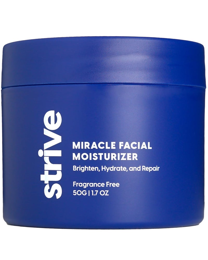 Strive Mens Face Moisturizer, Dark Circle Brightening, Anti Aging Mens Face Lotion with 4% Niacinamide+, Hyaluronic Acid & Ceramides, Hydrating Fragrance Free Skin Care Face Cream - 1.7 fl oz. - Image 1