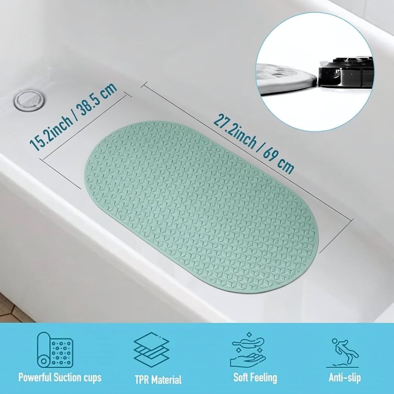 Anti Slip Bath Mat - Shower Mat with Suction Cups on the Back (Mint Green) - Image 4