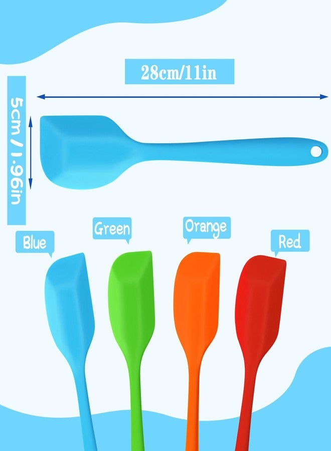 Bilkeru 4 Pcs Silicone Baking Bowl Scraper, Heat-Resistant Rubber Kitchen Spatula One Piece Design Seamless Non-Stick Spoonulas Mixing Cooking Scraping Tool for Baking, Mixing, Cooking (11in, Mixed color) - Image 2