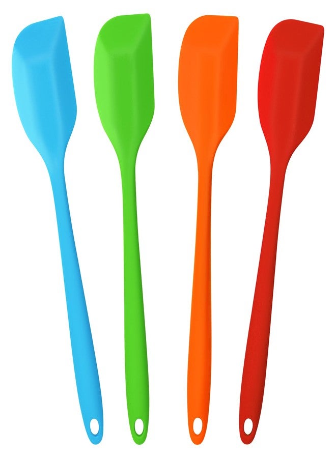 Bilkeru 4 Pcs Silicone Baking Bowl Scraper, Heat-Resistant Rubber Kitchen Spatula One Piece Design Seamless Non-Stick Spoonulas Mixing Cooking Scraping Tool for Baking, Mixing, Cooking (11in, Mixed color) - Image 1