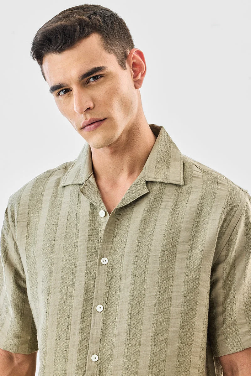 SNITCH Box Fit Textured Stripes Shirt