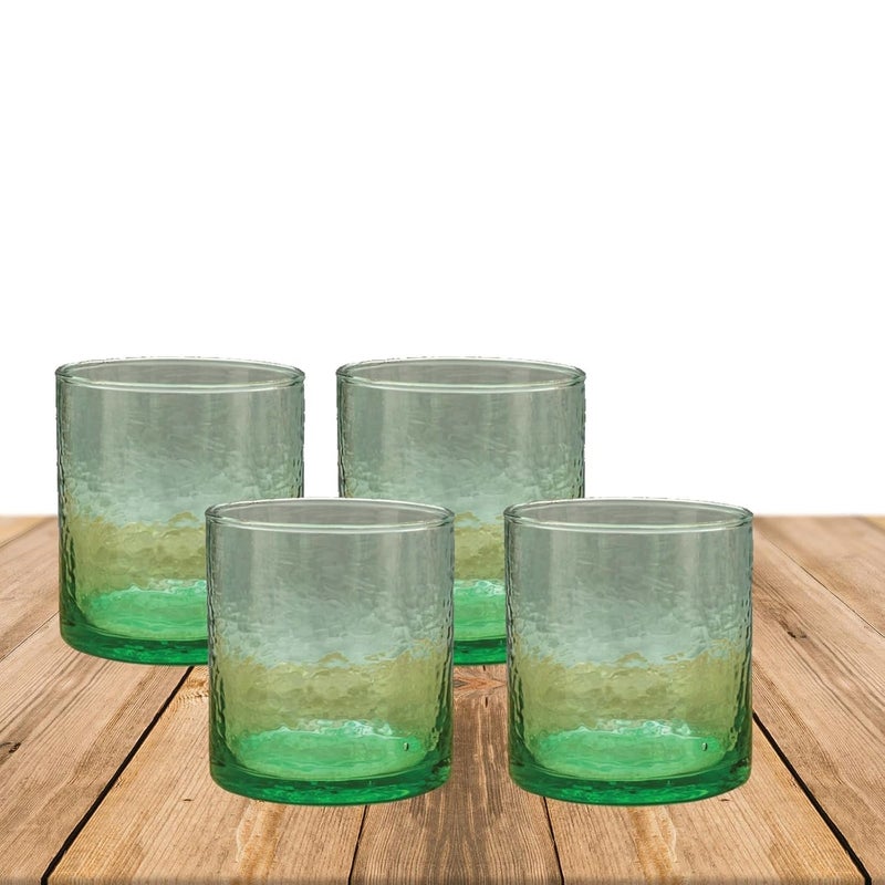 NATURAHIVE Everyday Drinking Glasses Set of 4 Drinkware Glasses Kitchen Glasses for Cocktail Iced Coffee Ice Tea Wine Whiskey Water 4 Short Dof Drinking Glass Water Glass Set of 4 PC - Image 1