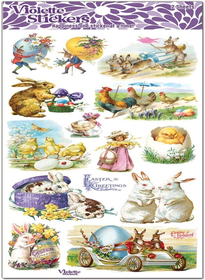 ملصقات عيد الفصح الفيكتورية من تصميم Violette Stickers، لون وردي - Image 2