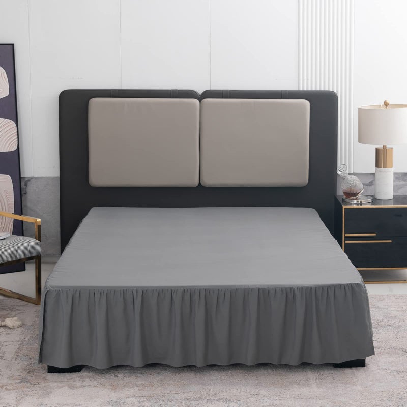 TSUTOMI Grey Bed Skirt Queen Size Ruffled Bed Skirt with Split Corners Queen Bed Skirt 14 Inch Drop TSUTOMI Queen Size Bed Skirt Grey for Ruffled Bed Skirt with Split Corners Bed Skirt Queen Size 