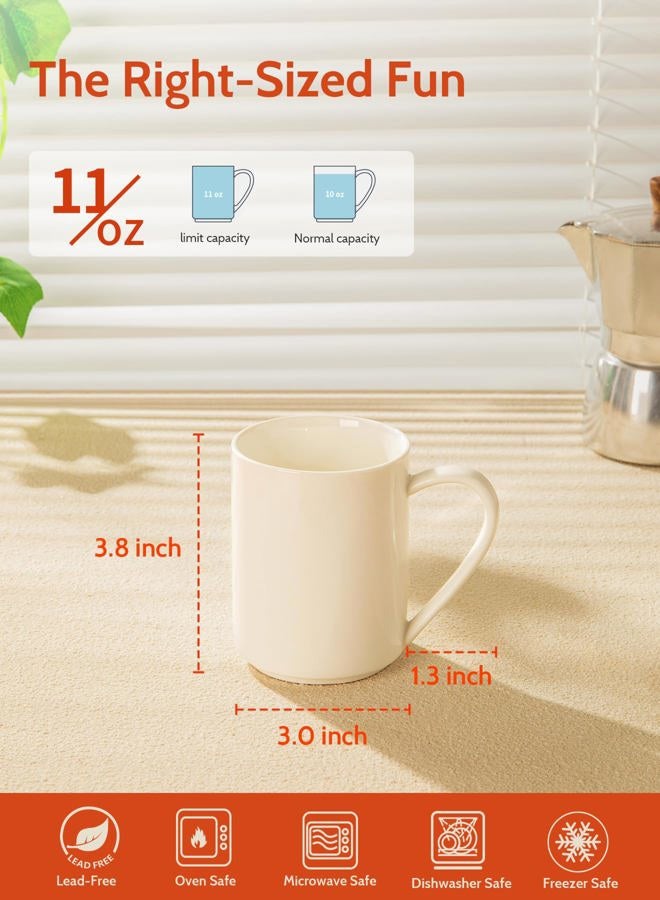 Sweese White Coffee Mug, Porcelain 11 Oz Coffee Mugs Set of 6, Ceramic Coffee Cups with Handle for Coffee, Tea, Cocoa, Cappuccino, Latte and Mulled Drinks - Image 2