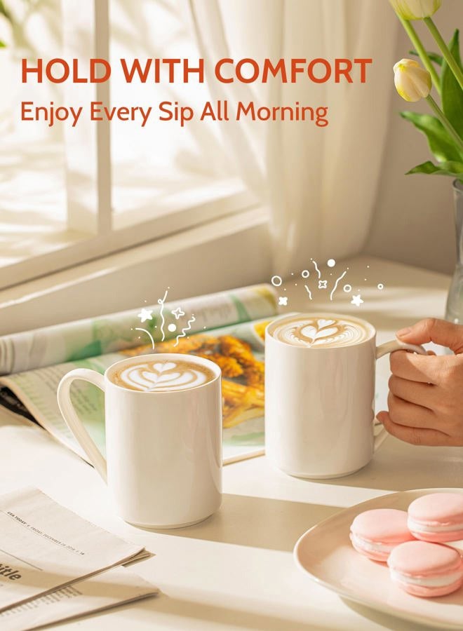 Sweese White Coffee Mug, Porcelain 11 Oz Coffee Mugs Set of 6, Ceramic Coffee Cups with Handle for Coffee, Tea, Cocoa, Cappuccino, Latte and Mulled Drinks - Image 3