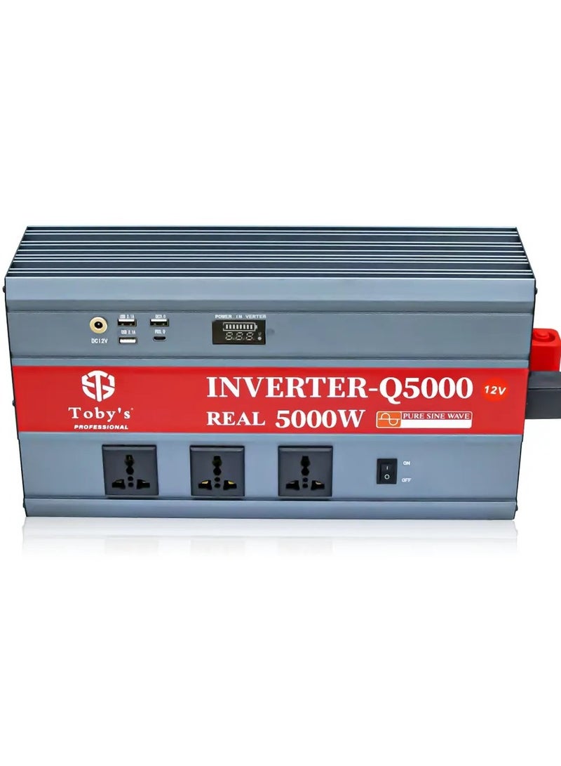 توبيز محول طاقة السيارة الجديد بقدرة 5000 واط من ، محول طاقة تيار متردد 12 فولت إلى 220 فولت، شاشة LED أمامية، عاكس لموجة جيبية نقية للكمبيوتر المحمول، والكمبيوتر اللوحي، والنظام الشمسي للتخييم - Image 2