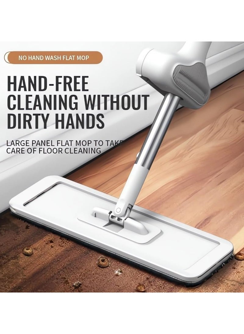 Hands-Free Self-Washing Flat Mop with 4 Pcs Washable Pads, Magic Flat Squeeze Mop Cleaning Mop, Self Wringing Flat Mop Microfiber Dust Mop for Floor Cleaning Self Squeezing Mop, Microfiber Dust Flat Cleaning Kitchen Mops for Floor Wall Window Car Cleaning - Image 3