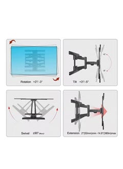 NB NORTH BAYOU Full Motion TV Wall Mount For 40-80 Inch Screens Black Black  - Image 3