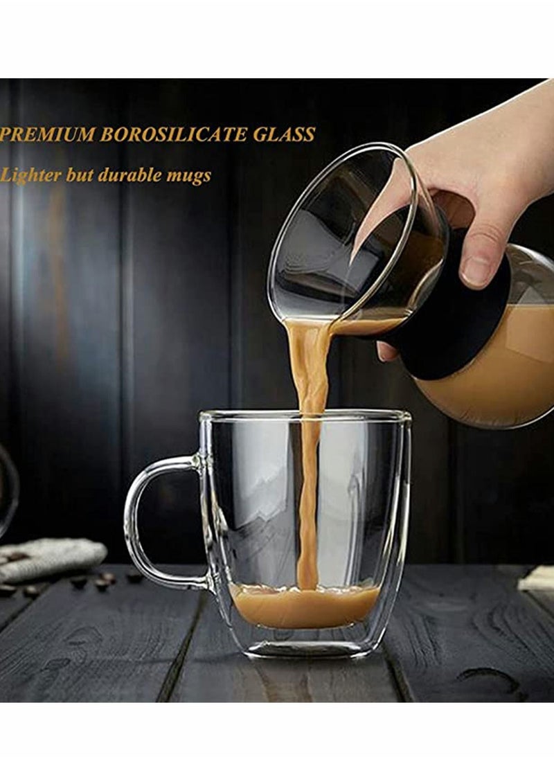 Y&D Coffee Mugs 15 oz Double Walled Insulated Glass Set Clear Cup with Handle Glass Cappuccino Cups Tea Cups Latte Cups Beverage Glasses(1 PCS)  - Image 5