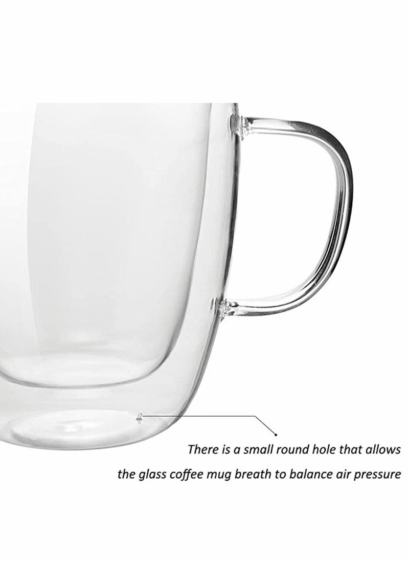 Y&D Coffee Mugs 15 oz Double Walled Insulated Glass Set Clear Cup with Handle Glass Cappuccino Cups Tea Cups Latte Cups Beverage Glasses(1 PCS)  - Image 3