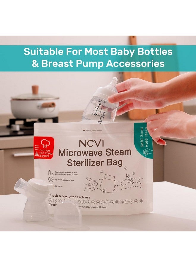 NCVI NCVI Microwave Steam Sterilizer Bag for Baby Bottles 8 Count(160 Uses), Large Reusable Travel Sterilization Pouches, Disinfection Container for Baby Teether, Pacifiers and Breast Pump Accessories - Image 3