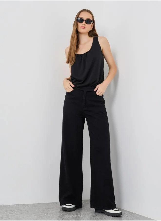 تايك تو Take Two Solid Ruched Detail Tank Top