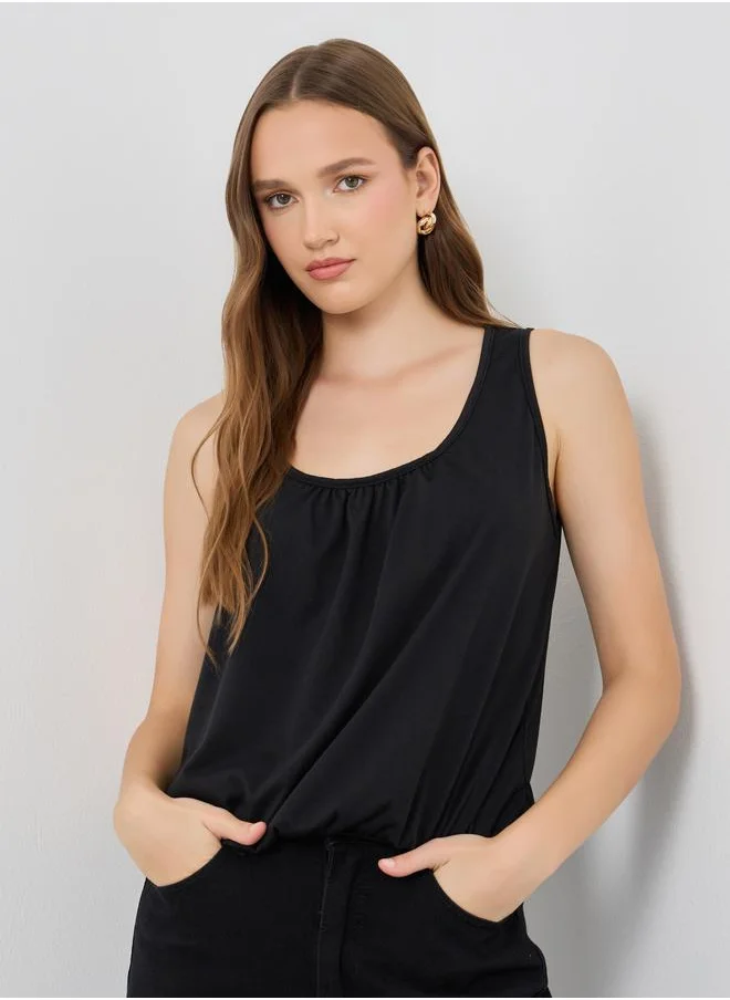 تايك تو Take Two Solid Ruched Detail Tank Top