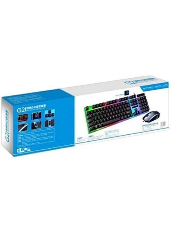 Gaming Keyboard and Mouse Set, Black with LED Lighting - Image 2