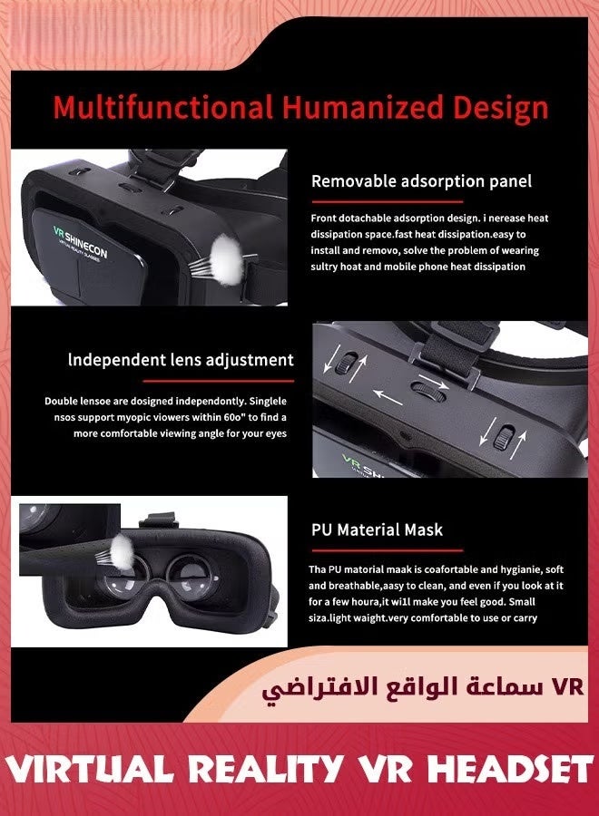 EETU VR Headsets,Virtual Reality Headsets,3D Glasses VR Goggles For TV Movies Video Games,Stereo VR Headphones Helmets Compatible With iPhone/Android 4.7-7 Screen,VR Headsets For Kids Adults,Black - Image 4