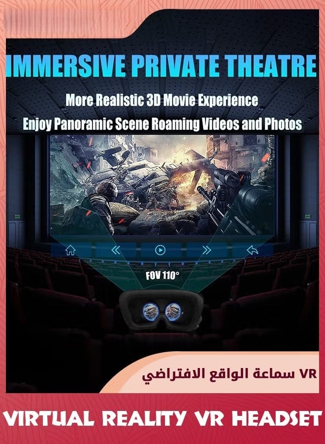 EETU VR Headsets,Virtual Reality Headsets,3D Glasses VR Goggles For TV Movies Video Games,Stereo VR Headphones Helmets Compatible With iPhone/Android 4.7-7 Screen,VR Headsets For Kids Adults,Black - Image 5