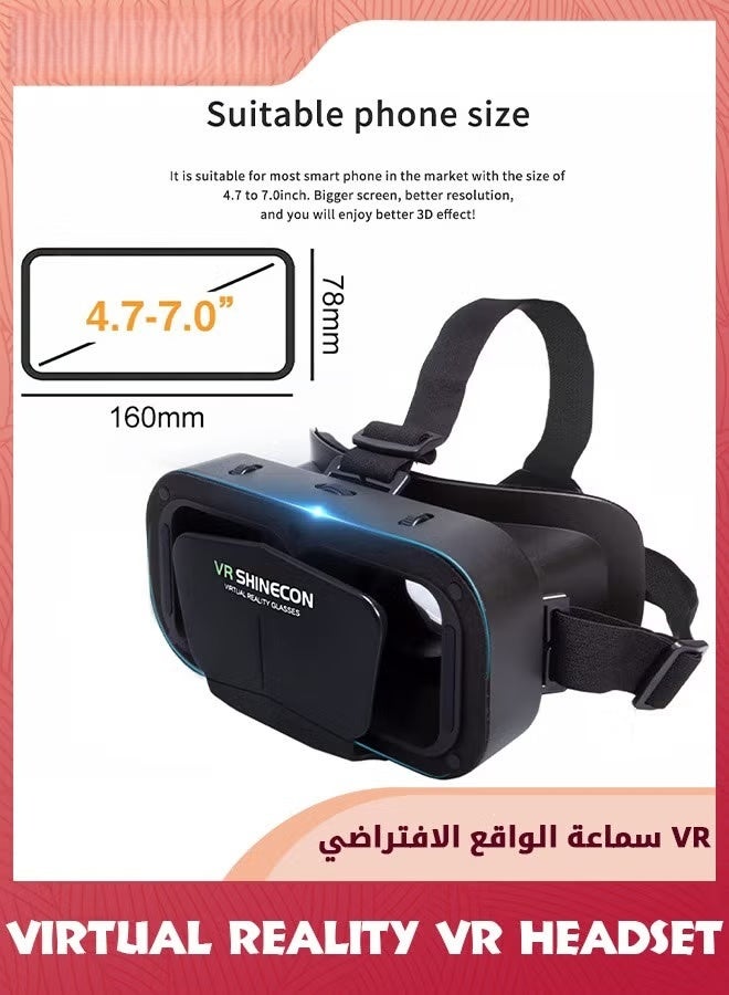 EETU VR Headsets,Virtual Reality Headsets,3D Glasses VR Goggles For TV Movies Video Games,Stereo VR Headphones Helmets Compatible With iPhone/Android 4.7-7 Screen,VR Headsets For Kids Adults,Black - Image 2