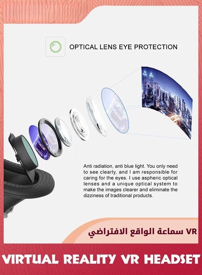 EETU VR Headsets,Virtual Reality Headsets,3D Glasses VR Goggles For TV Movies Video Games,Stereo VR Headphones Helmets Compatible With iPhone/Android 4.7-7 Screen,VR Headsets For Kids Adults,Black - Image 3