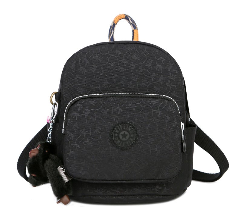 Cute Monkey Mini Backpack Versatile Womens Satchel Classic black monkey 