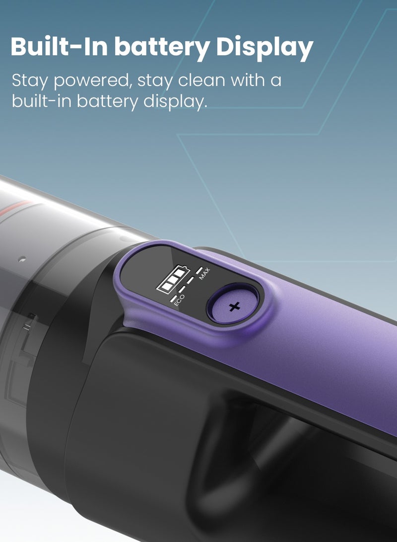 Moxedo Cordless Handheld Vacuum Cleaner 100W Powerful Motor 110,000 RPM Brushless Motor 14,500 PA Strong Suction with LED Light for Home and Car Cleaning - Image 4