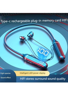 Digital display neck-worn wireless bluetooth headset multi-functional large-capacity semi-in-ear sports stereo hanging neck headset