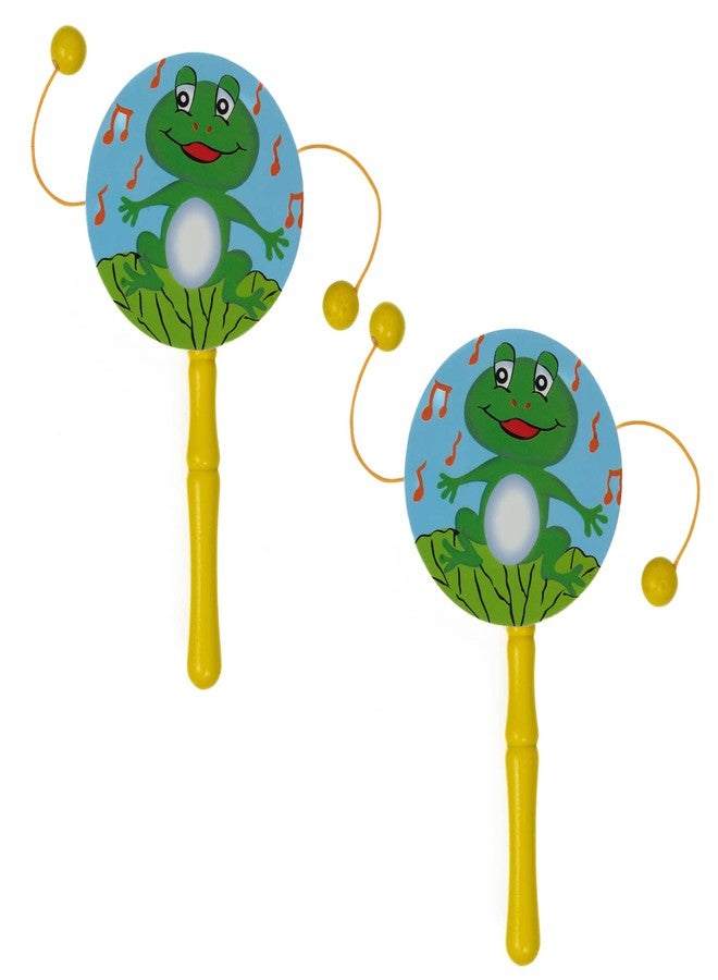 Toolart® Non Toxic Colorful Wooden Baby Rattle Toy - Set of 2 (Drum) (Color May Vary) - Image 1
