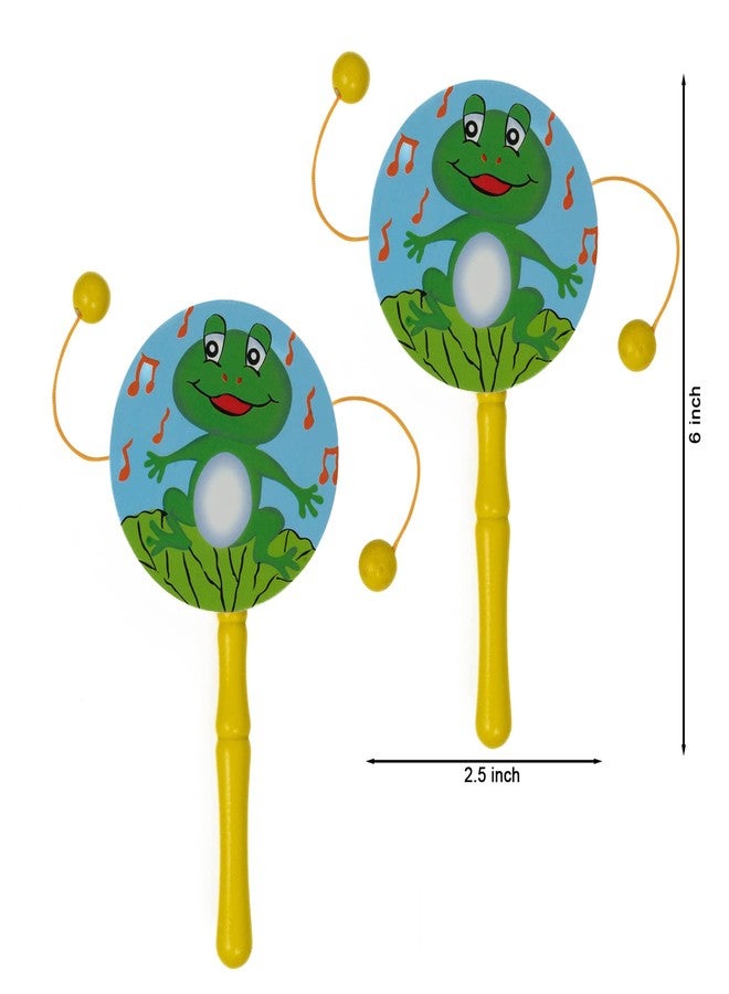 Toolart® Non Toxic Colorful Wooden Baby Rattle Toy - Set of 2 (Drum) (Color May Vary) - Image 3