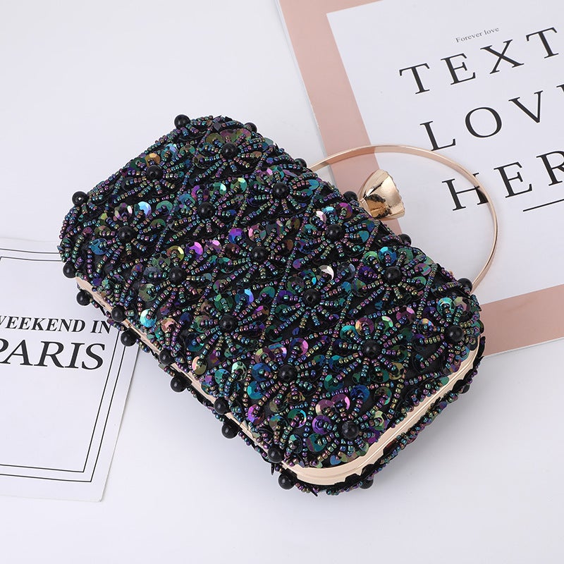 Flower Three-Dimensional Evening Bag For Party Activities Portable Temperament Banquet Shiny Cosmetics Storage Bag - Image 1