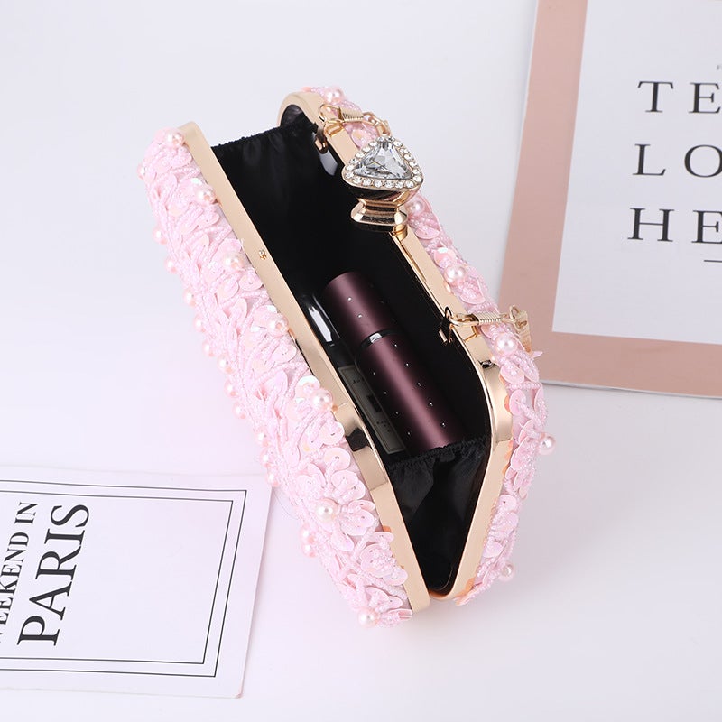Flower Three-Dimensional Evening Bag For Party Activities Portable Temperament Banquet Shiny Cosmetics Storage Bag - Image 5