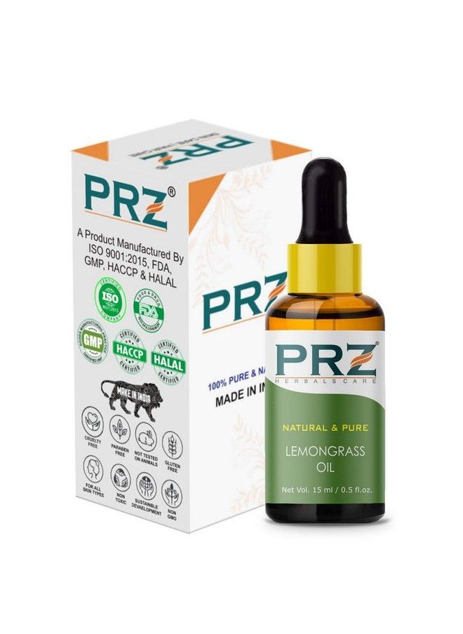 PRZ Lemongrass Essential Oil Pure Natural & Therapeutic Grade Oil For Aromatherapy Body Massage Skin Care & Hair Care 15 Ml  - Image 3