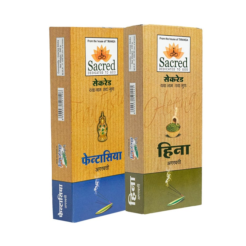 Sacred Family Pack of 2 Fantasia and Heena for Pooja Luxury Incense Stick Natural Fragrance for Puja Meditation Refreshing Ambience 312 Quantity 156 Agarbatti Stick Per Pack Set of 2 - Image 3