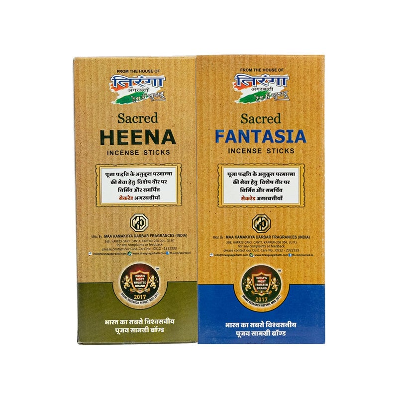 Sacred Family Pack of 2 Fantasia and Heena for Pooja Luxury Incense Stick Natural Fragrance for Puja Meditation Refreshing Ambience 312 Quantity 156 Agarbatti Stick Per Pack Set of 2 - Image 2