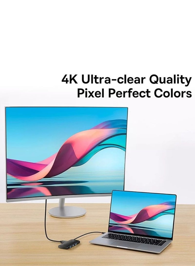 بيسوس محطة إرساء محورية من سلسلة Lite ذات 5 منافذ من النوع C (من النوع C إلى HDMI+Usb3.0*3+Pd) - Image 5