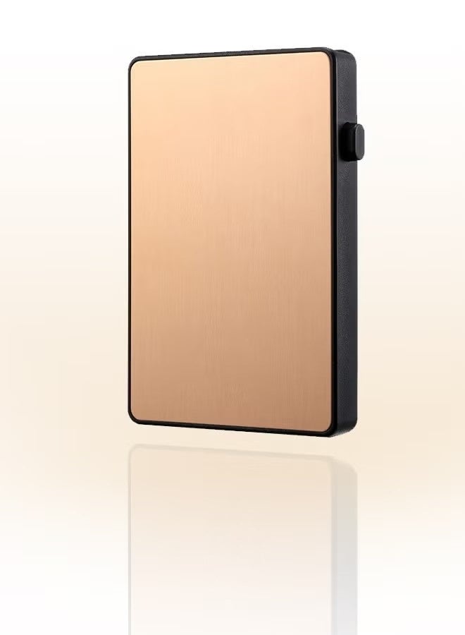 Minimalist gold men's pop-out card holder, RFID-protected ultra-thin business credit card wallet with cash pocket, aluminum alloy card holder, black design, can hold Airtag cards, cash, coins and credit cards. - Image 5