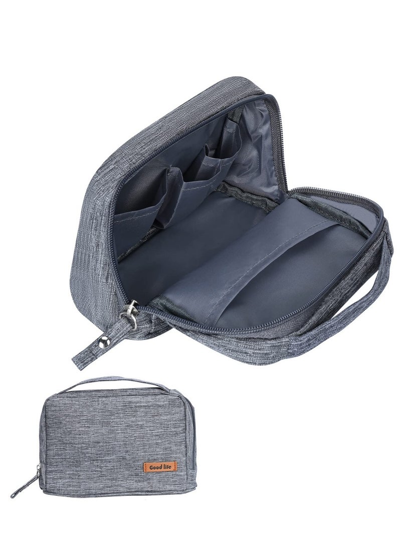 Excefore External Hard Drive Case Bag, Electronics Accessories Organizer Bag, Travel Organizer Bag for Men, Portable Gadget Bag for Cables, Headphone, Charger, Power Bank, Memory Card, Grey - Image 1