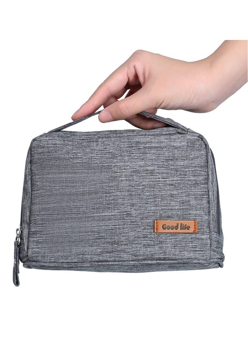 Excefore External Hard Drive Case Bag, Electronics Accessories Organizer Bag, Travel Organizer Bag for Men, Portable Gadget Bag for Cables, Headphone, Charger, Power Bank, Memory Card, Grey - Image 2