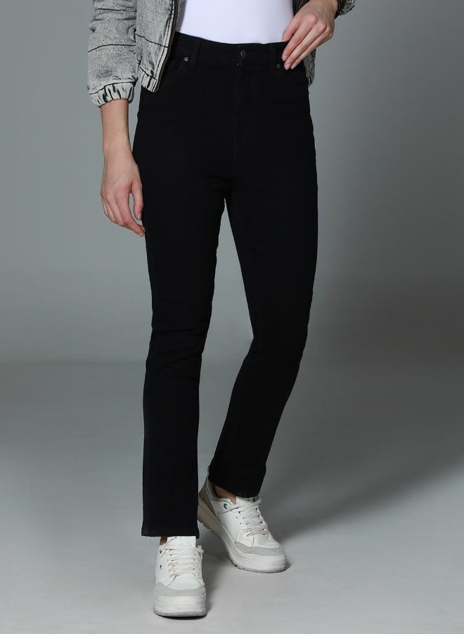 HIGH STAR Women's Black 100% Cotton Bleached Full Length Slim Fit Jeans - Image 3