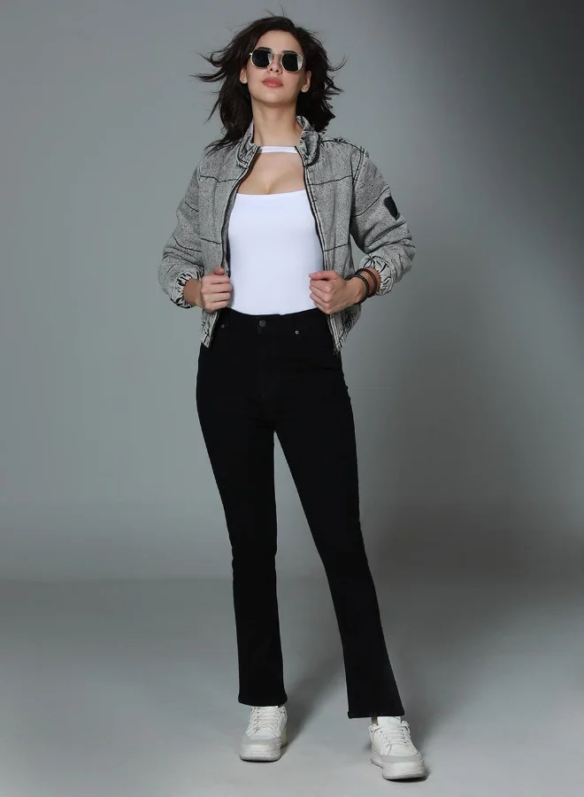 HIGH STAR  Women's Black 100% Cotton Bleached Full Length Slim Fit Jeans for Women | Best Price UAE