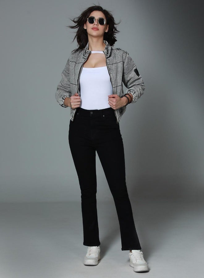 HIGH STAR Women's Black 100% Cotton Bleached Full Length Slim Fit Jeans - Image 2