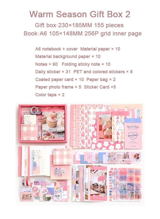 155-piece Gift Box A6 Notebook Poster cover Notepad Background Paper Daily Sticker PET Sticker Paper Photo Frame Card Cute Gift（Pink） - pzsku/Z9A9A13AB2519DB614AB1Z/45/_/1730132977/035c9a95-e8c8-4fbd-8d12-c948a46ec2ca