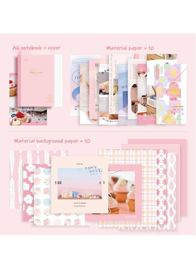 Ssovi 155-piece Gift Box A6 Notebook Poster cover Notepad Background Paper Daily Sticker PET Sticker Paper Photo Frame Card Cute Gift（Pink）  - Image 2