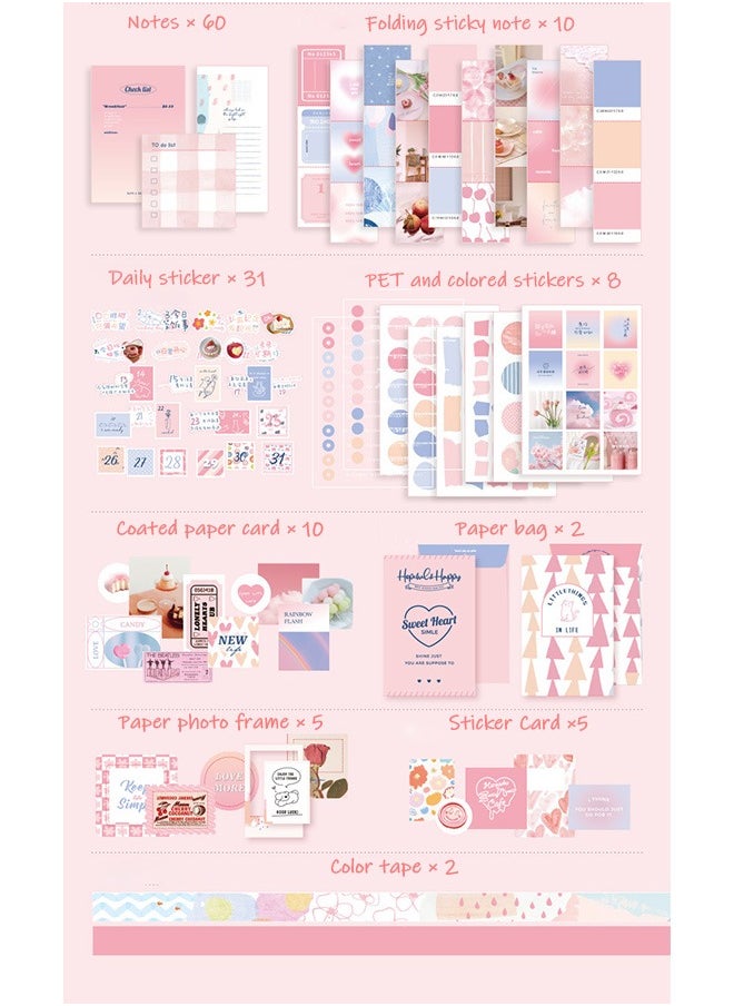 155-piece Gift Box A6 Notebook Poster cover Notepad Background Paper Daily Sticker PET Sticker Paper Photo Frame Card Cute Gift（Pink） - pzsku/Z9A9A13AB2519DB614AB1Z/45/_/1730133711/21de0211-79d3-43ff-8865-1bf6e7d09419