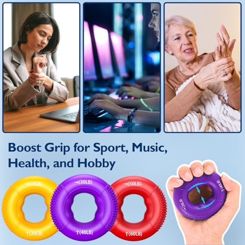 FitBeast Hand Grip Strengthener, Finger Exerciser, Forearm Strengthener Kit - 9 Pack, Targeted Hand & Forearm Strength, Relief & Recovery Kit (Red) - Image 5